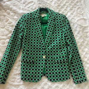 Michael Kors green and navy polka dot blazer